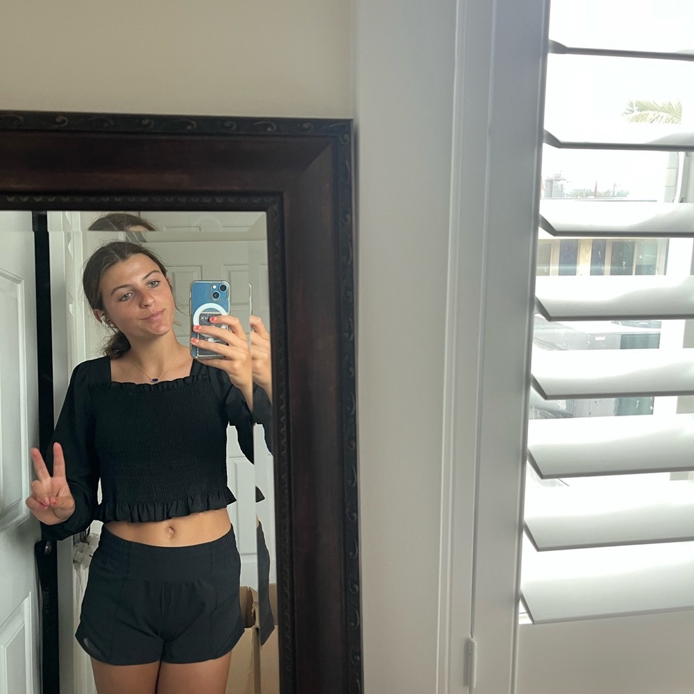 Ruffled Cropped Black Cute Top